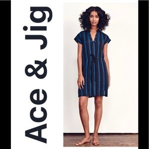 Ace & Jig Atwood Draw Tie Dress in Lunar Blue Strike Size Large V Neck
